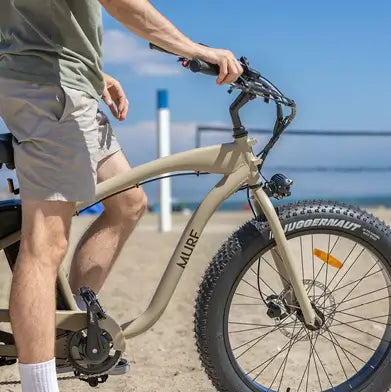 A Fat Murf electric bike on a beach in Australia.