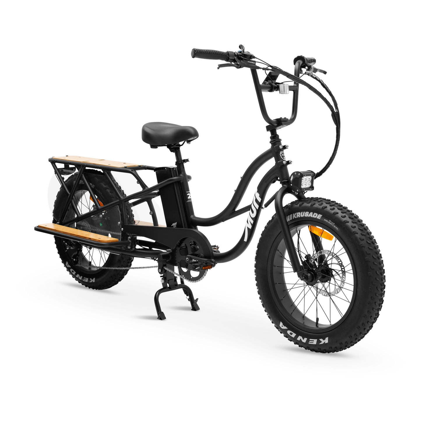 Murf's Higgs cargo electric bike in black.