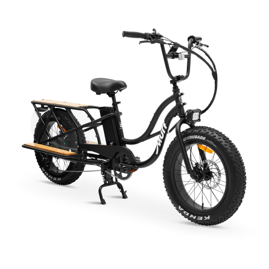 Murf's Higgs cargo electric bike in black.