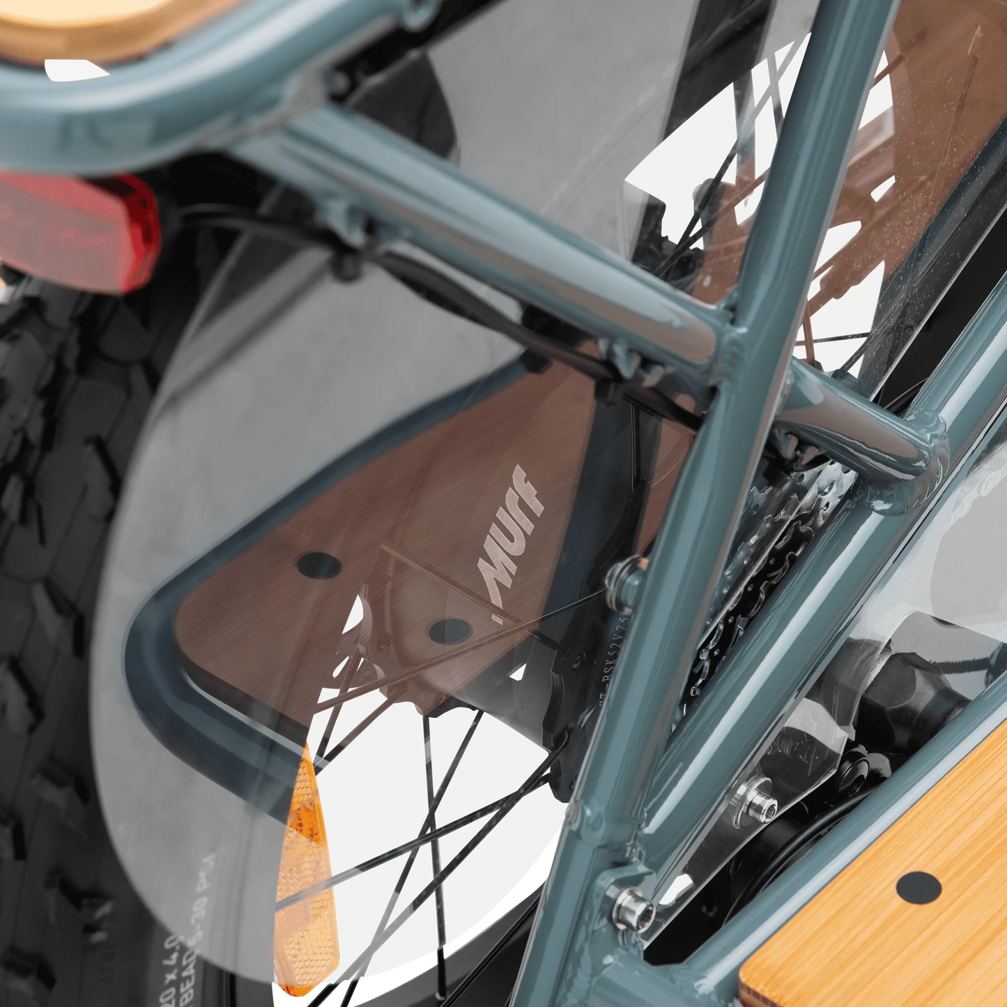 Close up of the motor on the Higgs Cargo Electric Bike.